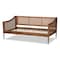 Baxton Studio Ogden Mid-Century Walnut Brown Finished Wood and Synthetic Rattan Twin Size Daybed 194-11517-ZORO - alternate 4